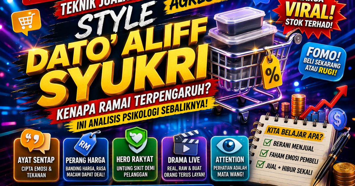 Teknik Jualan Live “Agresif” Style Dato’ Aliff Syukri: Kenapa Ramai Terpengaruh? Ini Analisis Psikologi Sebaliknya