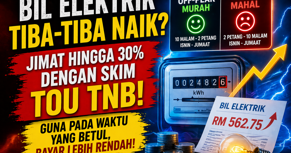 Bil Elektrik Tiba-Tiba Naik? Ini Cara Skim ToU TNB Boleh Kurangkan Bayaran Anda