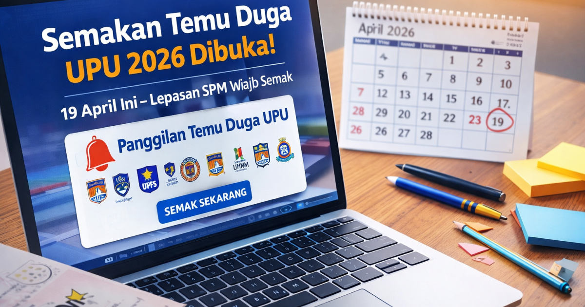 Semakan Temu Duga UPU 2026 Dibuka 19 April: Lepasan SPM Wajib Semak Sekarang