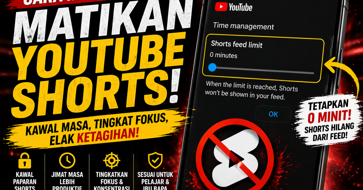 Cara Matikan YouTube Shorts: Panduan Lengkap Kawal Masa & Elak Ketagihan (2026)