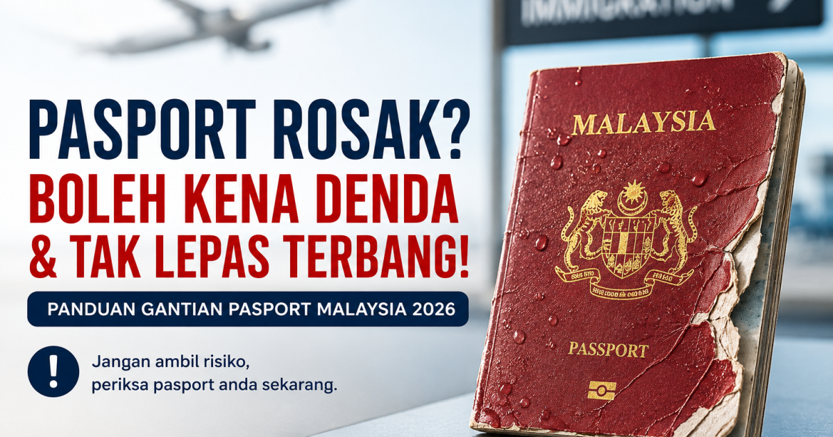 Pasport Rosak Boleh Kena Denda & Tak Lepas Terbang? Ini Penjelasan Lengkap Prosedur Gantian Pasport Malaysia 2026