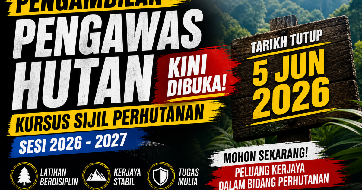 Pengambilan Pelatih Pengawas Hutan 2026 Kini Dibuka – Ini Cara Mohon Sebelum 5 Jun