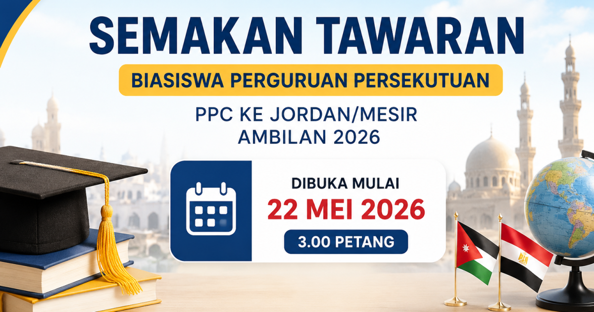 Semakan Tawaran Biasiswa Perguruan PPC Ke Jordan/Mesir 2026 Dibuka 22 Mei: Guru & Calon Perlu Ambil Tahu