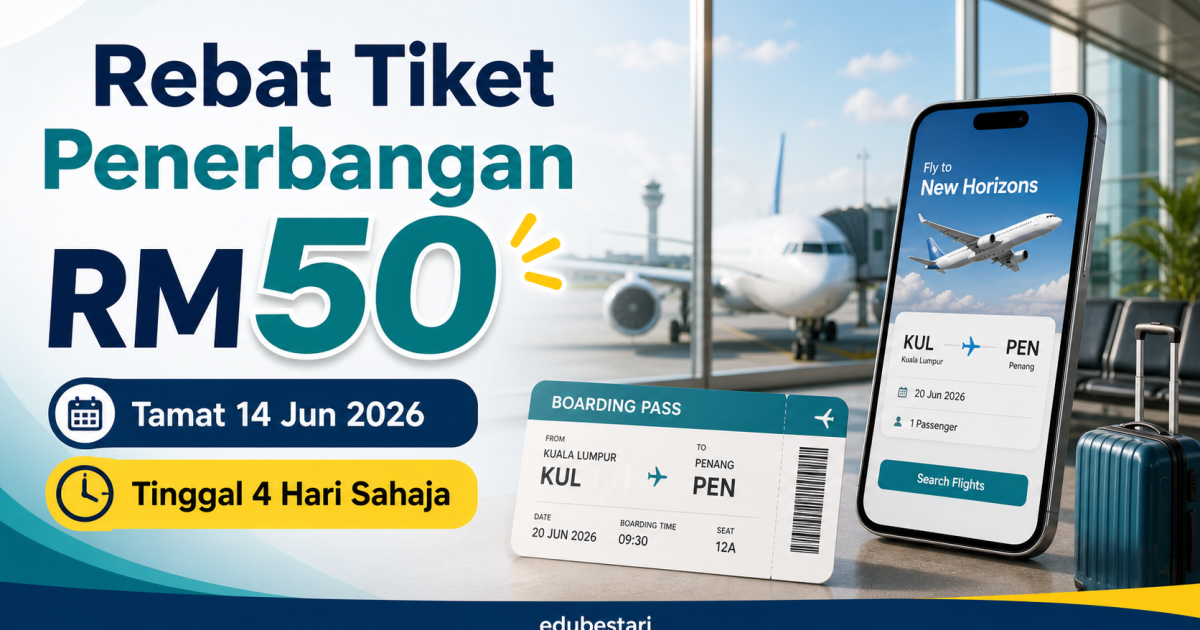 Tinggal 4 Hari Sahaja! Ini Cara Tebus Rebat RM50 Tiket Penerbangan CAAM Sebelum Tempoh Tamat