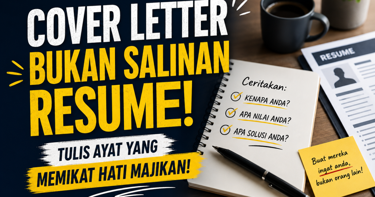 Cover Letter Bukan Sekadar Formaliti, Ini Peluang Pertama Untuk “Jual” Diri