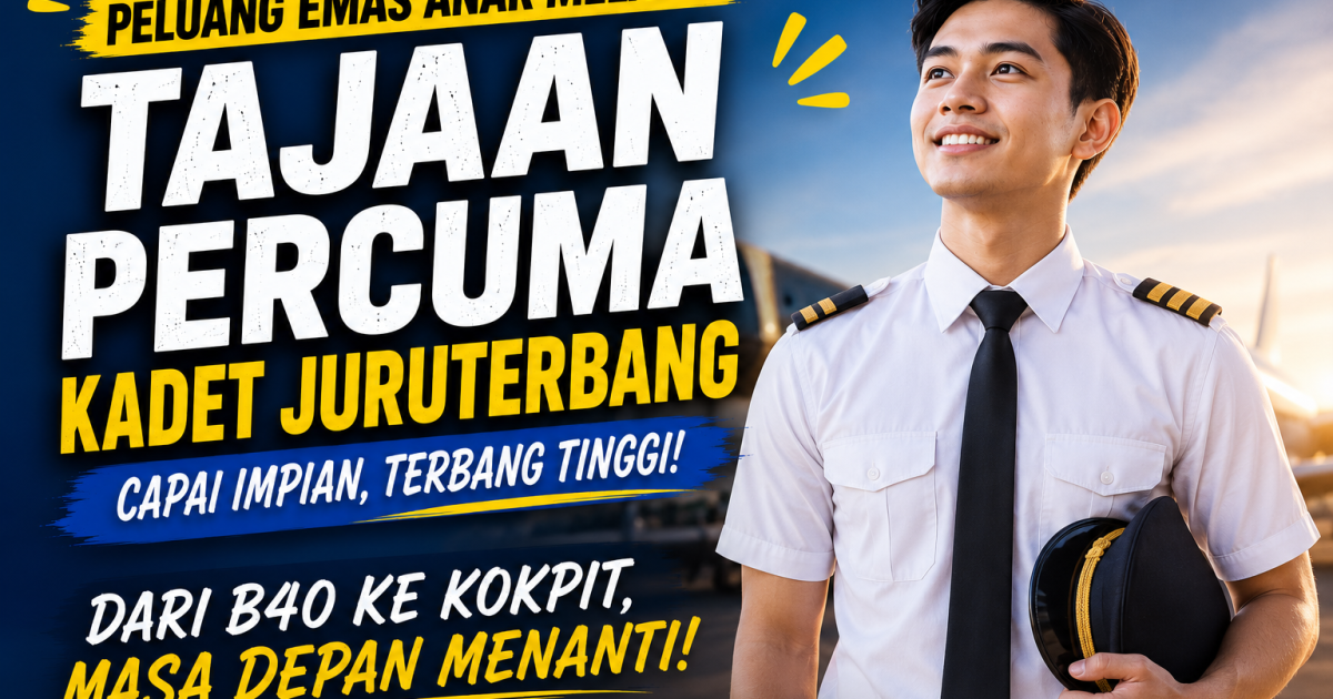 Anak B40 Melaka Berpeluang Jadi Juruterbang: Tajaan Penuh Hingga RM500,000 Kini Dibuka