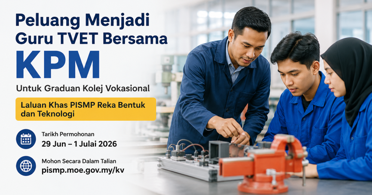 Pengambilan Calon Guru KPM Dibuka Khas Untuk Graduan Kolej Vokasional 2024 – Semak Syarat & Cara Mohon PISMP Sebelum 1 Julai