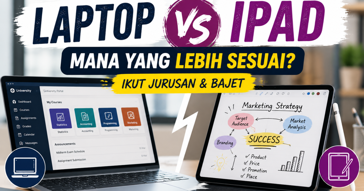 Bukan Setakat Ikut Trend: Ini Perbezaan Realistik Laptop vs iPad Yang Pelajar Baru Wajib Tahu