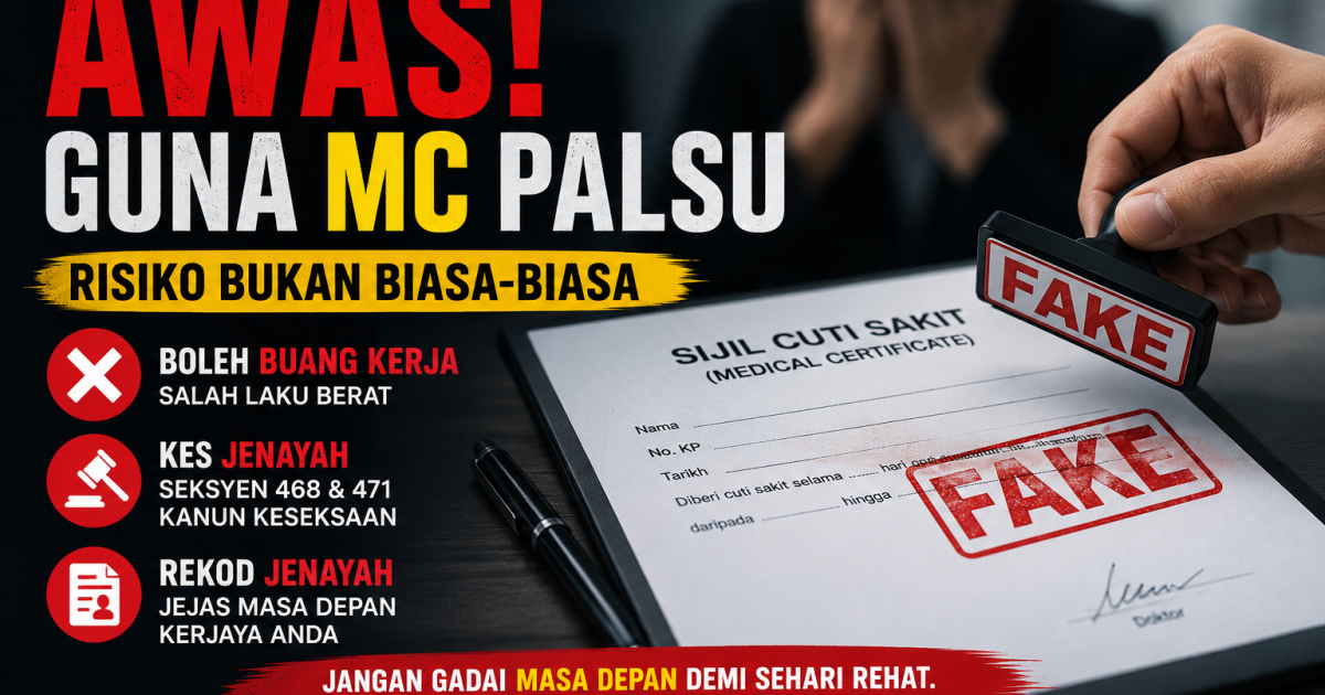 Awas Kalau Guna MC Palsu: Ini Risiko Buang Kerja, Rekod Jenayah & Masa Depan Kerjaya