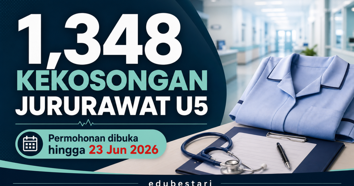 1,348 Kekosongan Tetap! Pengambilan Besar-Besaran Jururawat Gred U5 KKM Kini Dibuka Sehingga 23 Jun