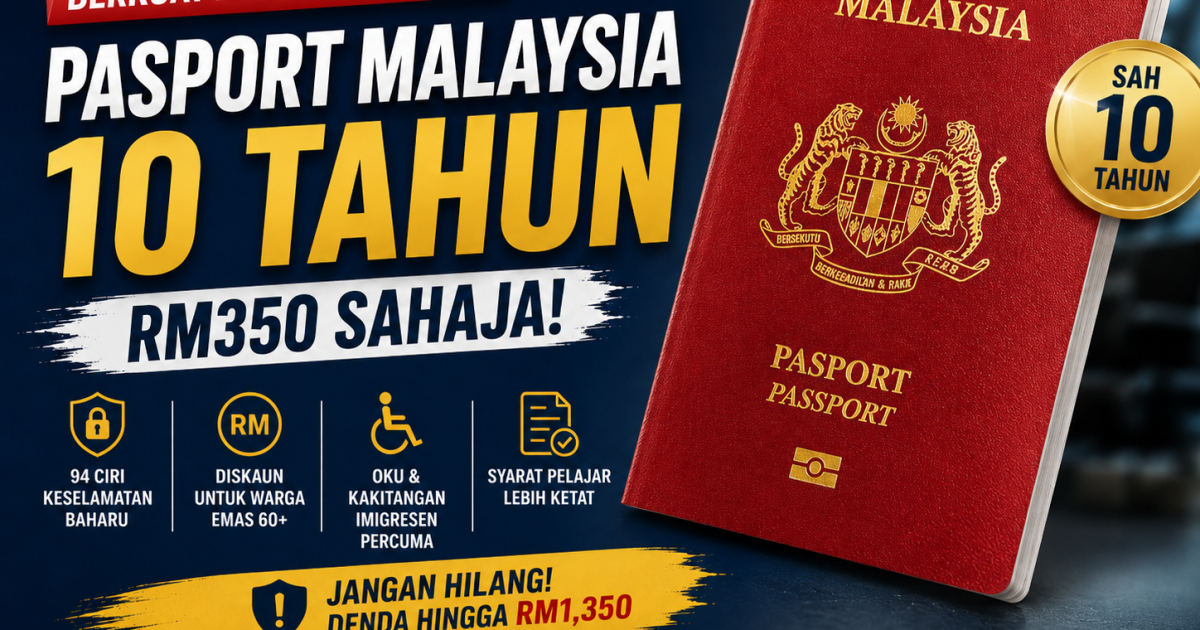 Ini Syarat Ketat, Senarai Diskaun & Pengecualian Fi Pasport Malaysia 10 Tahun