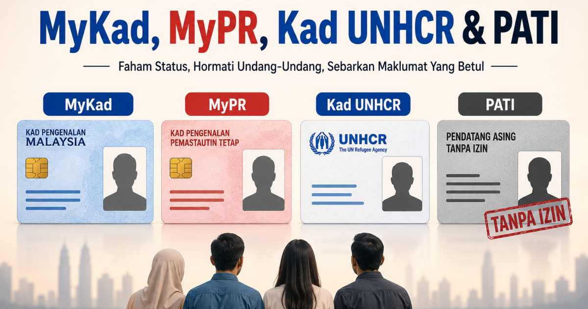 Perbezaan Antara Kad UNHCR, Kad Biru (MyKad), Kad Merah (MyPR), Dan PATI Di Malaysia