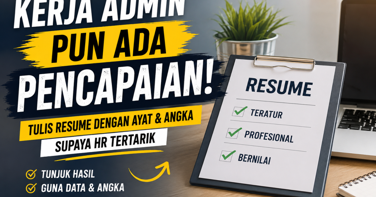 Cara Tulis Resume Pembantu Tadbir, Kerani & Setiausaha Dengan Ayat Yang Nampak Bernilai