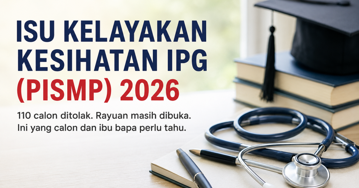 110 Calon PISMP Ditolak Atas Faktor Kesihatan: Ini Yang Calon & Ibu Bapa Perlu Faham