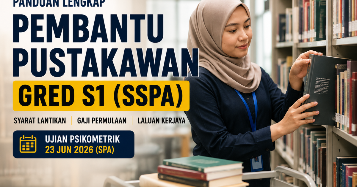 Panduan Lengkap Pembantu Pustakawan Gred S1: Syarat Lantikan, Gaji SSPA & Laluan Kerjaya Lepasan SPM/SKM