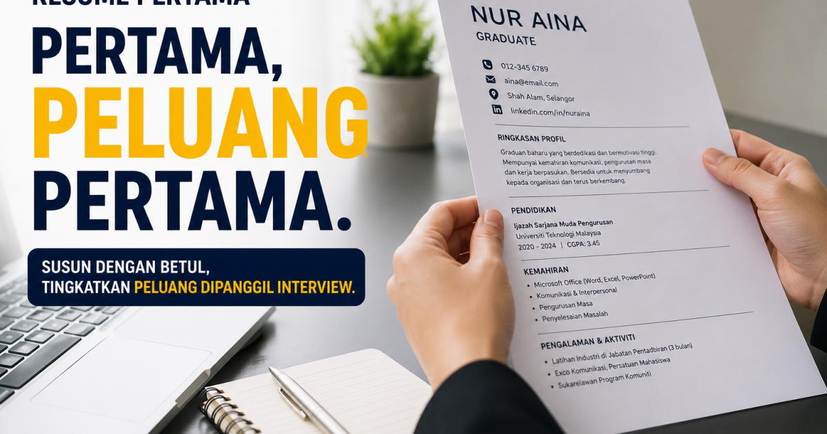 Tiada Pengalaman Kerja? Ini Cara Susun Resume Pertama Supaya Nampak Kemas Dan Meyakinkan
