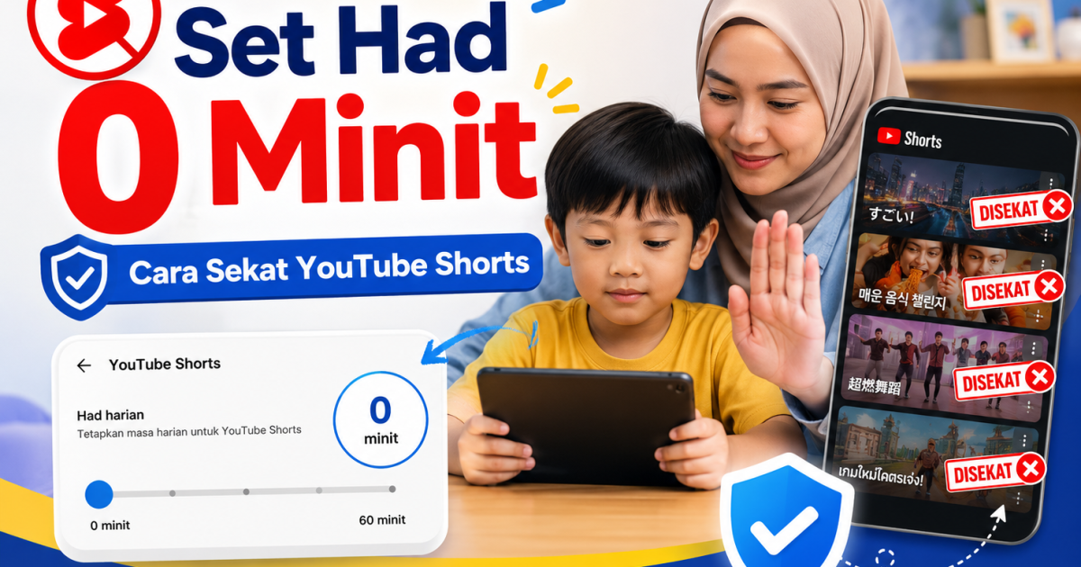 Jangan Biar Anak Ketagih Shorts: Ini Langkah Demi Langkah Set Had Masa 0 Minit Yang Ramai Ibu Bapa Tak Tahu