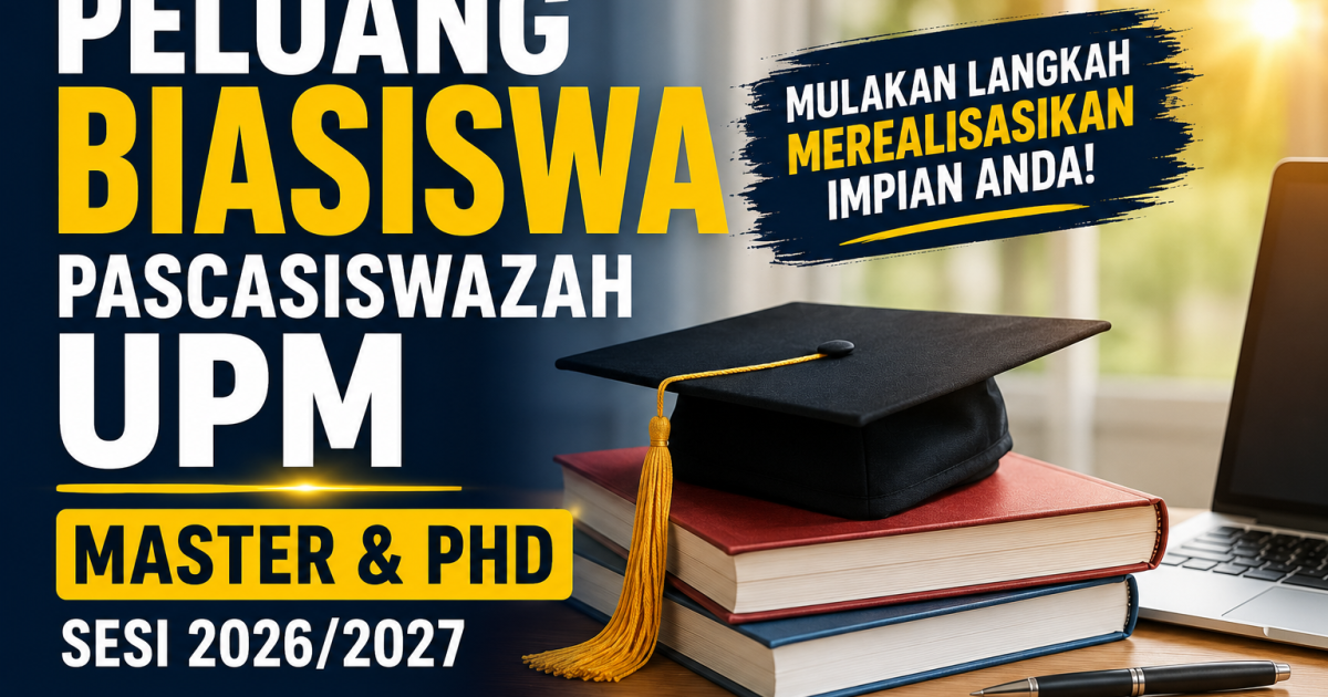 Biasiswa & Bantuan Kewangan Pascasiswazah UPM 2026/2027 Dibuka Ogos Ini: Peluang Untuk Pelajar Master dan PhD