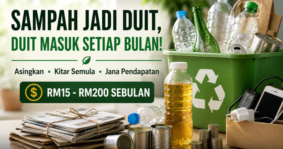 Sampah Jadi Duit: Cara Jana Wang Sampingan RM15 Hingga RM200 Sebulan Dengan Kitar Semula Di Rumah