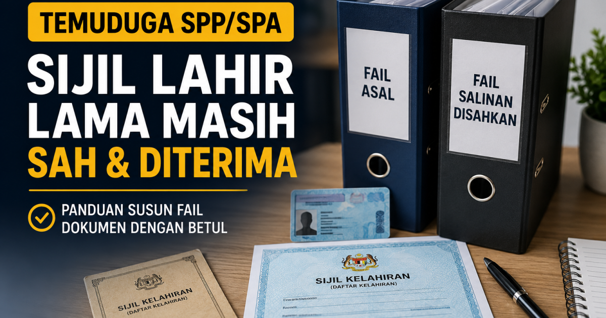 Sijil Lahir Lama Masih Boleh Guna Untuk Temuduga SPP/SPA? Ini Jawapan Sebenar & Cara Susun Fail Dokumen Yang Betul