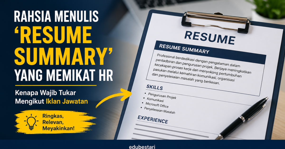 Rahsia Menulis ‘Resume Summary’ Yang Memikat HR: Kenapa Wajib Tukar Mengikut Iklan Jawatan