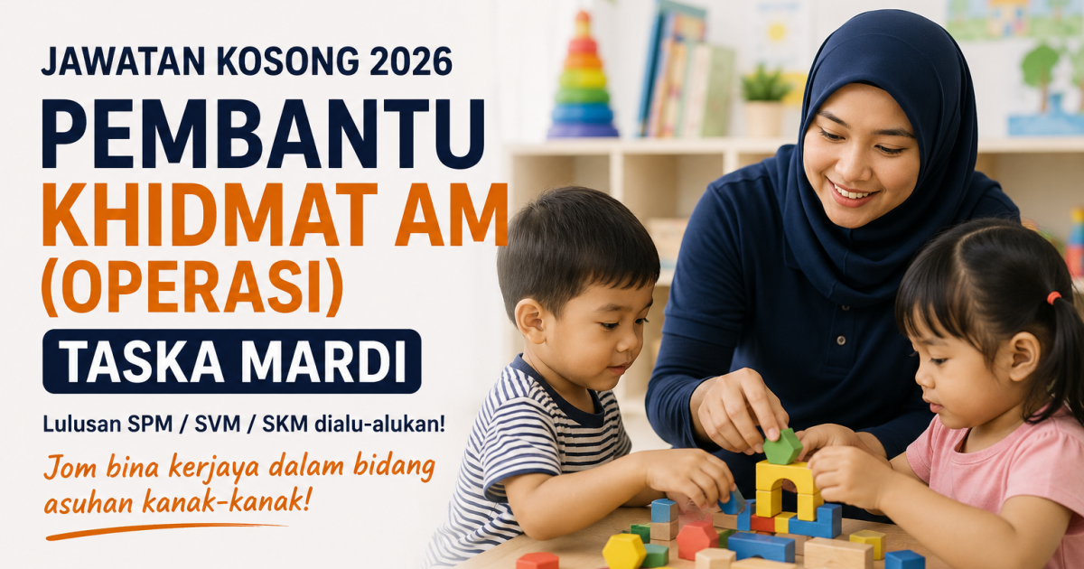 Jawatan Kosong Taska MARDI 2026: Pembantu Khidmat Am Dibuka Untuk Lulusan SPM, SVM & SKM